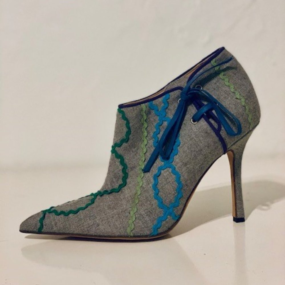 Wool Manolo Blahnik Ric-Rak Bootie....SIGNED!